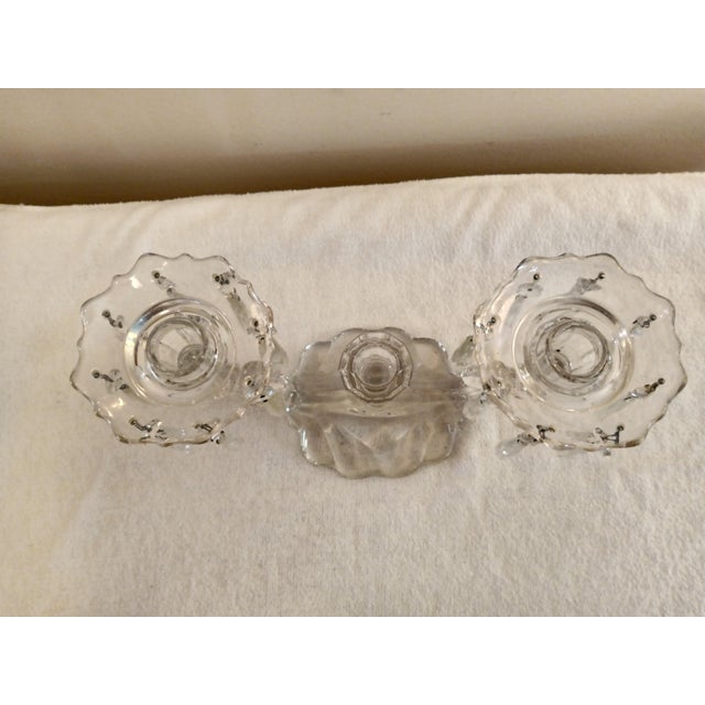 Vintage 1930's Fostoria 3 Candle Glass Candelabra With Prisms For Sale - Image 4 of 6