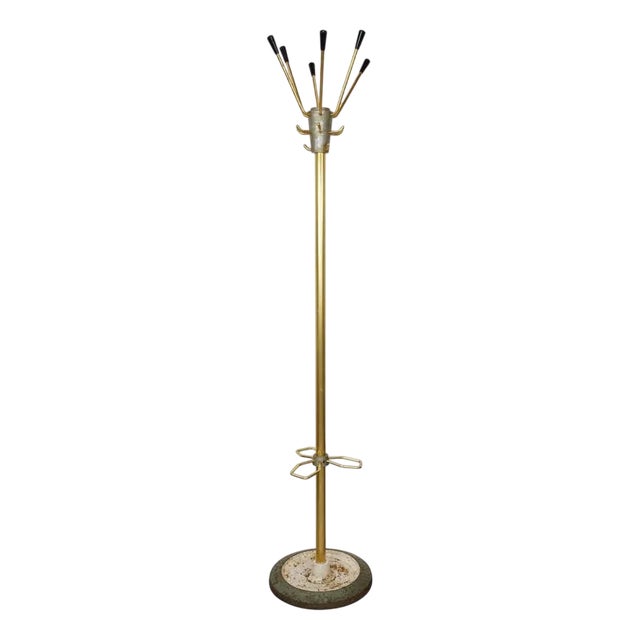 Vintage Coat Rack in Brass, Metal and Cast Iron, 1950s For Sale