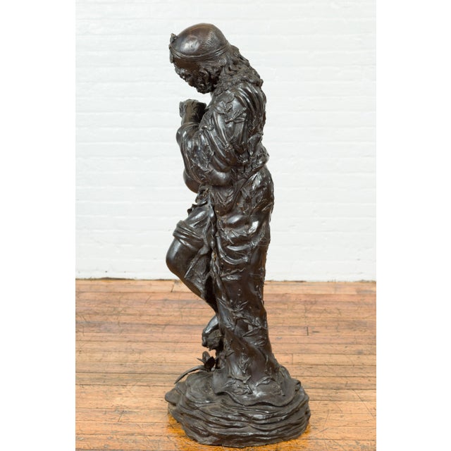 Mid 20th Century Bronze Mythical Warrior Holding a Flask Sculpture For Sale - Image 10 of 13