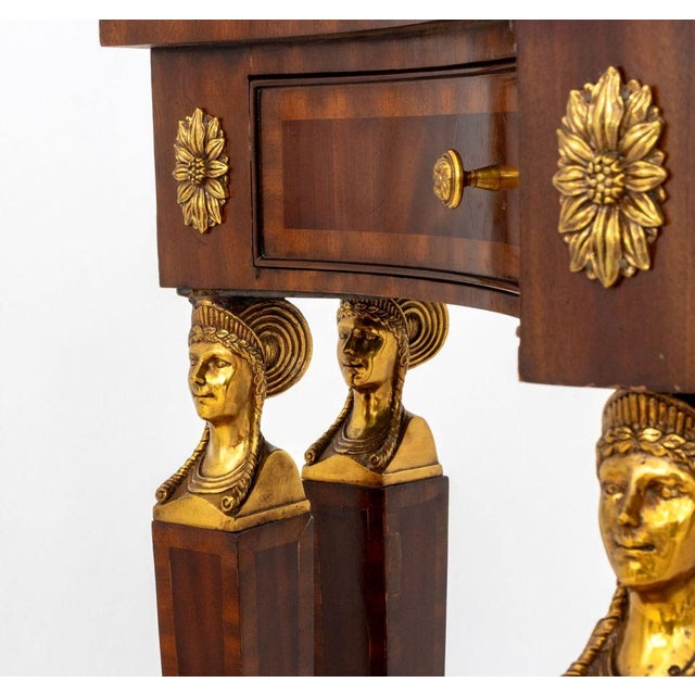 Mid 20th Century Egyptian Revival Brass Mounted Mahogany Console For Sale - Image 5 of 10