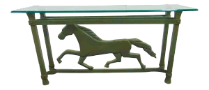Faux Marble Aluminum Galloping Horse Console Table