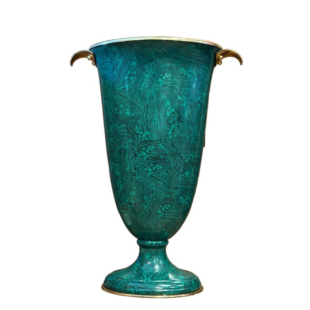 1960s I960's Monumental Faux Malachite Enamel Urn After Fornasetti For Sale - Image 5 of 10