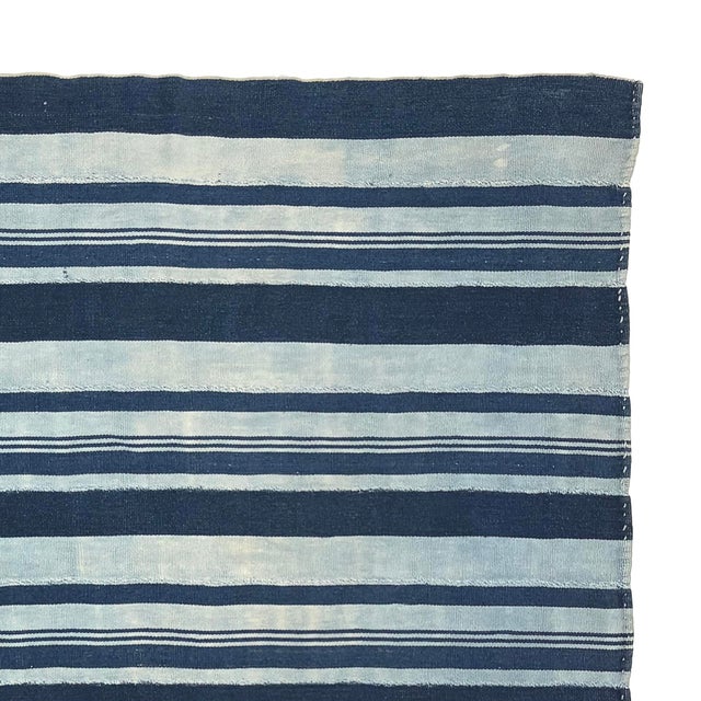 Contemporary Shibori Indigo Flag Made From Vintage Cotton Mudcloth For Sale - Image 3 of 4