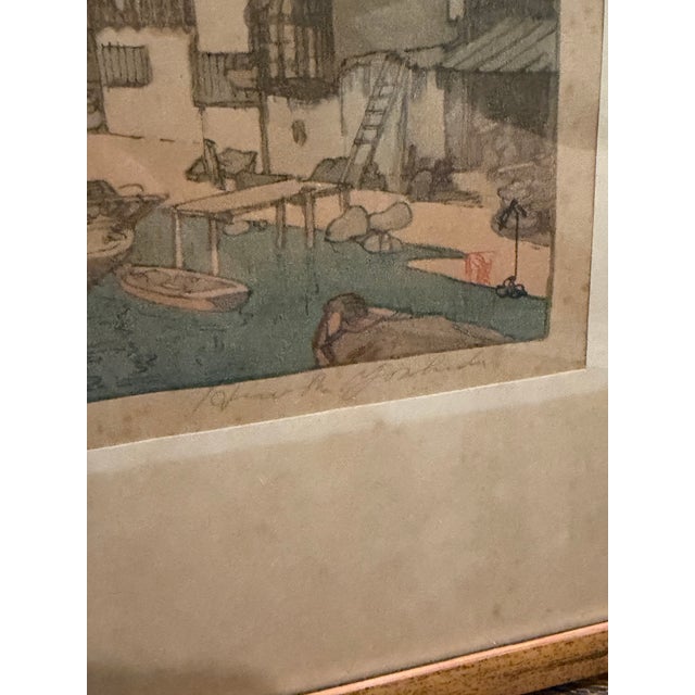 Early 20th Century Hiroshi Yoshida “Canal in Osaka” Framed Japanese Woodblock Print For Sale - Image 5 of 18