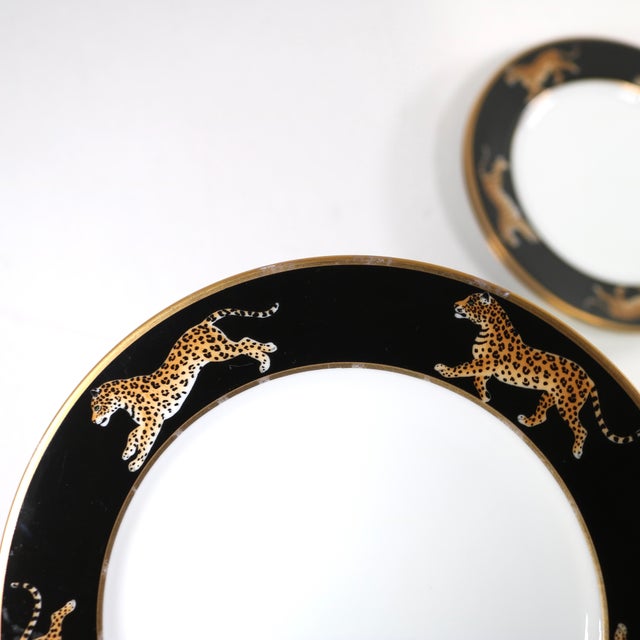 Metal 1980s Lynn Chase Designs Jaguar Jungle Bread & Butter Plates 24k Gold 6.5" Set of 3 For Sale - Image 7 of 8