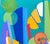 Leaping Without Annette by Amy Hutcheson | Oil on wood cradle Abstract geometric shapes and colors. For Sale - Image 4 of 5