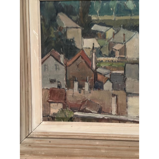 Landscape with Geometric Houses, 1950s, Oil on Panel, Framed For Sale - Image 7 of 18