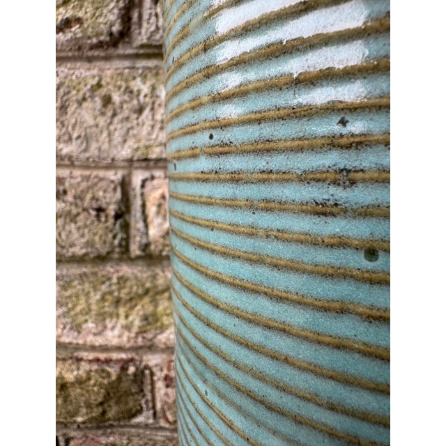 Turquoise Blue Ceramic Pottery Vase For Sale - Image 8 of 12