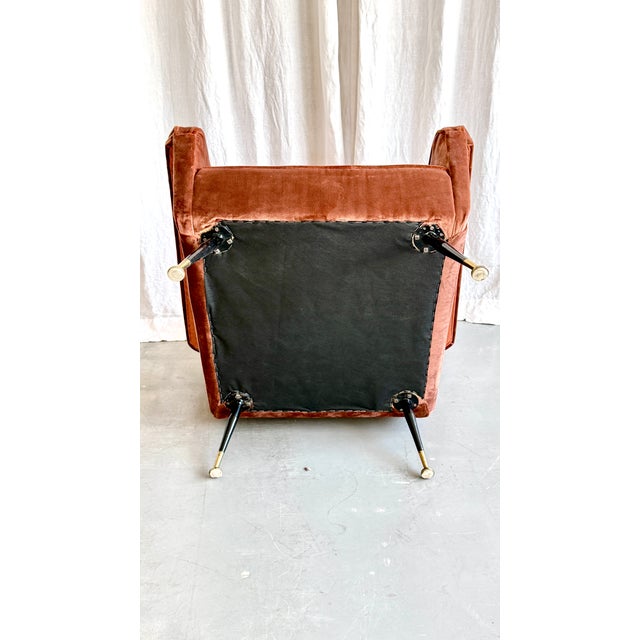 Mid-Century Modern Velvet Chair by Marco Zanuso for Arflex, Italy, 1950s For Sale - Image 9 of 13
