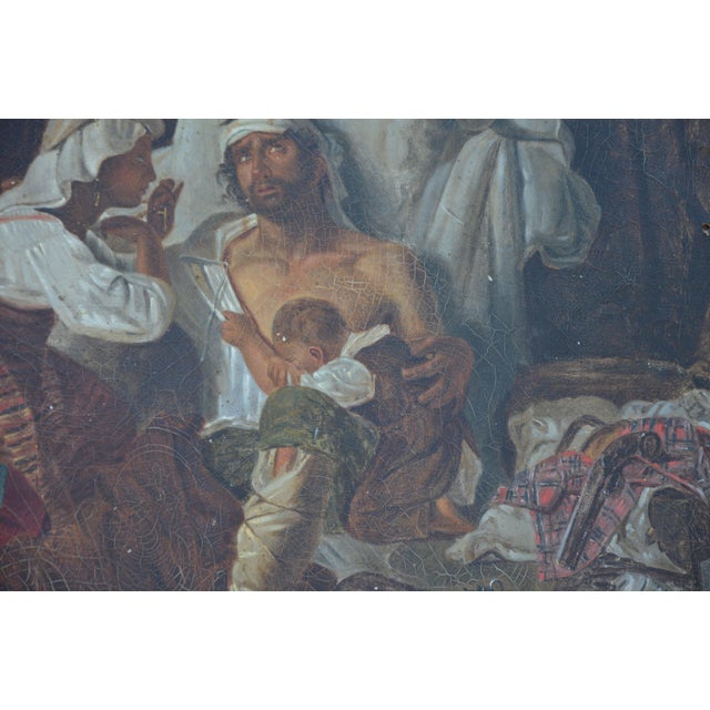 Gold After Pieter Van Hanselaere, Le Brigand Blessé, 1800s, Oil on Canvas For Sale - Image 8 of 18