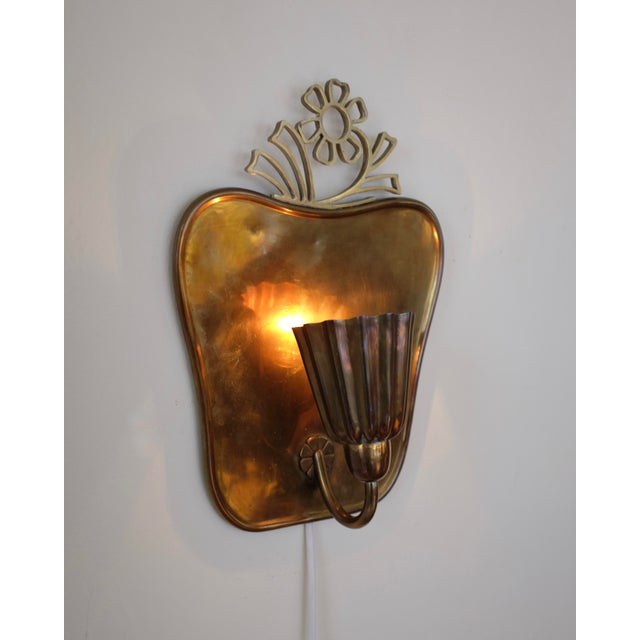 Brass 1940s Wall Scone by Lars Holmström For Sale - Image 8 of 10