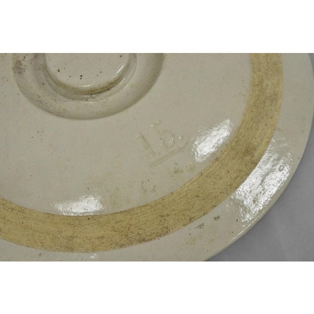 Antique American Primitive Salt Glazed Ceramic 15 Gallon Crock Pot Lid Cover For Sale - Image 9 of 15