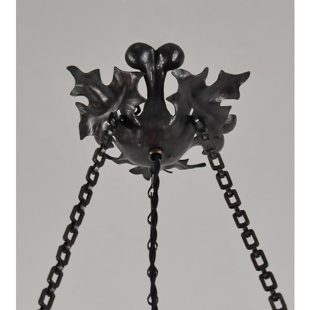 French Art Deco Pendant Light by Le Verre Francais Schneider - 1925 Cameo Chandelier France For Sale - Image 10 of 12