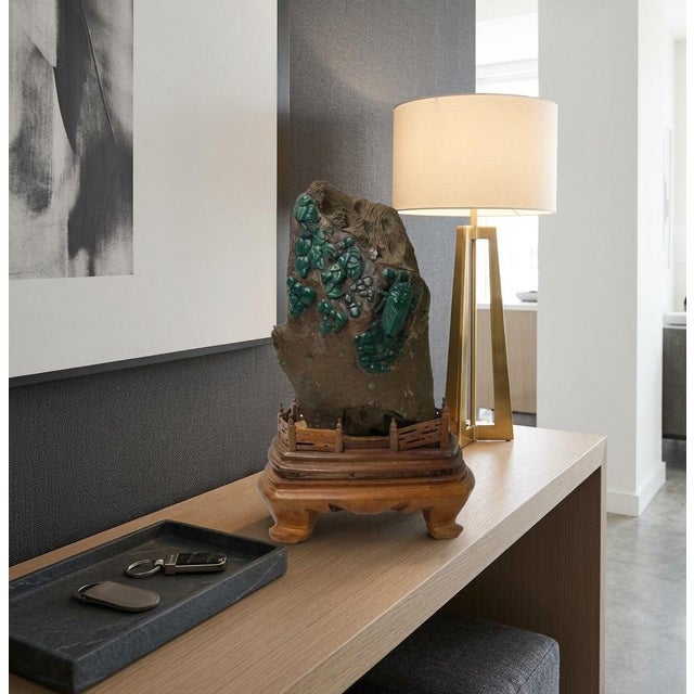 Vintage Naturalistic Scholars Rock Sculpture Dark Green Stone Cicada Accent For Sale In San Francisco - Image 6 of 15