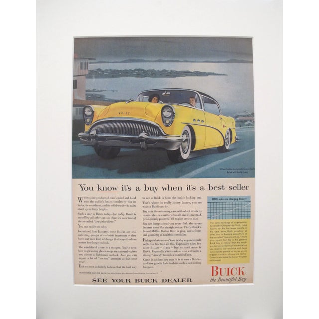 Mid-Century Modern Vintage Matted 1950s American Buick Car Ad For Sale - Image 3 of 3