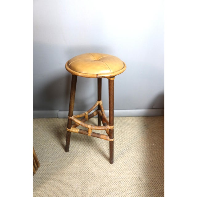 Wood Bamboo Bar and Stools, 1960s, Set of 3 For Sale - Image 7 of 12