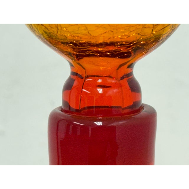 Italian Hand Blown Fire Orange Glass Decanter For Sale - Image 11 of 12