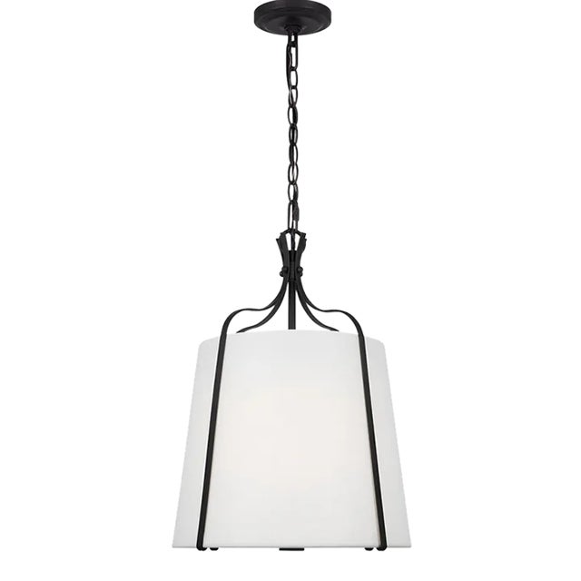 Alexa Hampton By Visual Comfort Studio Leander 1-Light Small Hanging Shade Pendant in Smith Steel For Sale