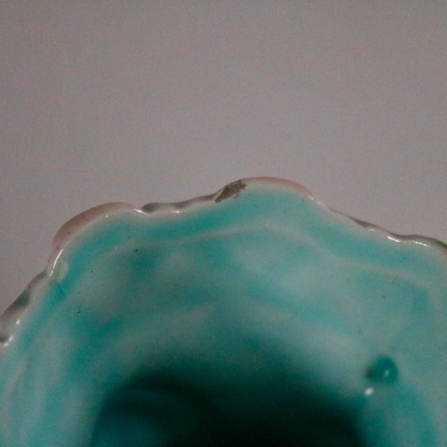 Ceramic Antique Majolica Monkey Bulb Vase For Sale - Image 7 of 13