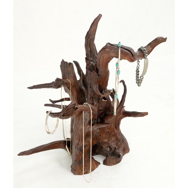 Solid driftwood root sculpture organic jewerly display nice patina & shape mint!