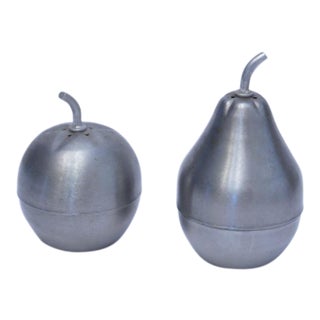 Vintage Pear & Apple Metal Salt & Pepper Shakers - A Pair For Sale