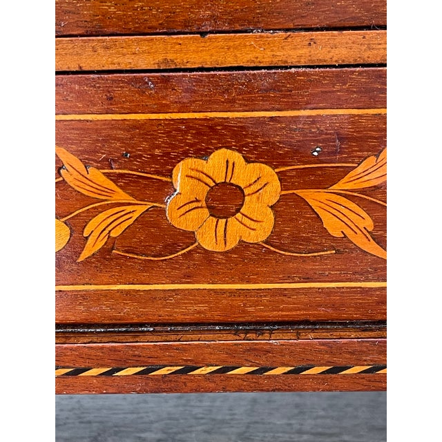 Fabulous Antique Inlay Jewelry Box With 4 Drawers For Sale - Image 12 of 12