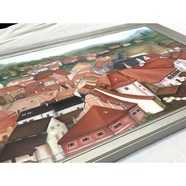 Original Signed & Framed Oil Painting by Helene Berger "From the Castle" Czech Republic C2005 For Sale - Image 12 of 18