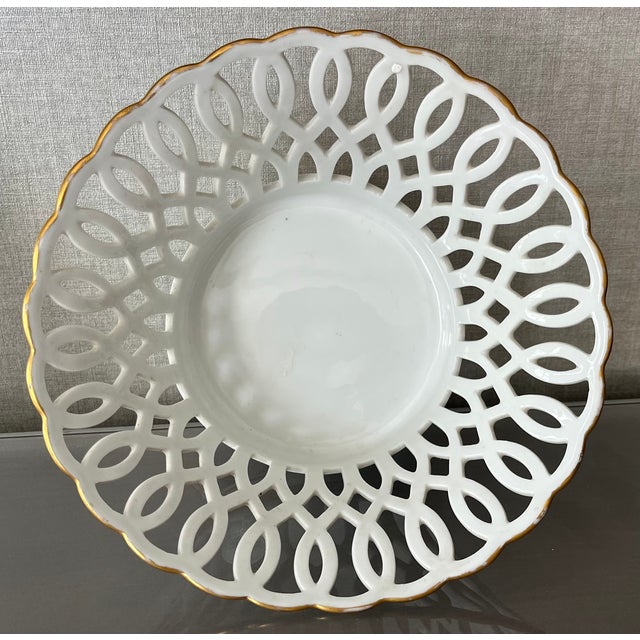 Antique 19th Century French Empire Paris Porcelain Gold & White Basket or Corbeille With Lion Paw Feet For Sale In New York - Image 6 of 13
