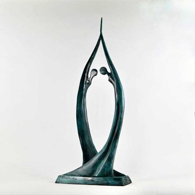 Vintage Jose Almanzor (Mexican) Sculpture in Verdigris Bronze of Embracing Lovers, Edition 30/30 For Sale In Washington DC - Image 6 of 10