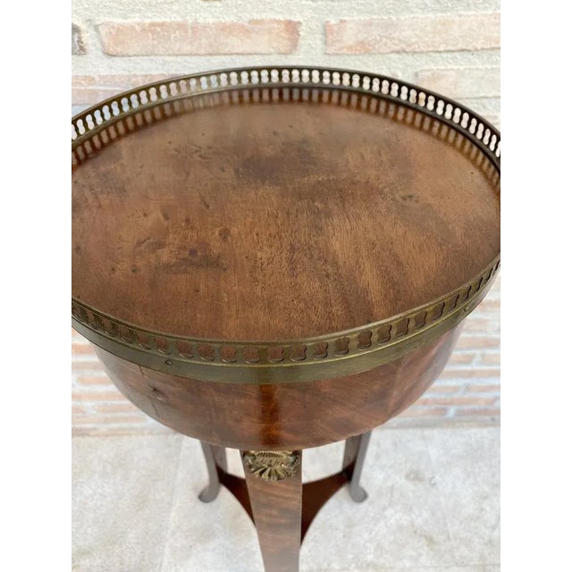 Wood Antique French Louis XVI Style Walnut Bouillotte Side Table, 1800s For Sale - Image 7 of 10