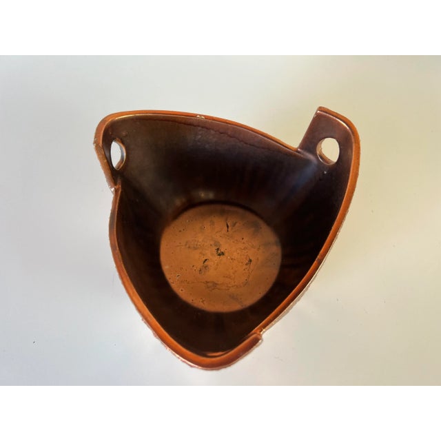 Copper Vintage Copper Finish Sculptural Art Ceramic Bowl For Sale - Image 8 of 10