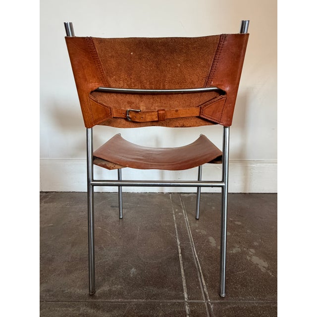 1960s Martin Visser Patinated Leather Dining Chairs For Sale - Image 11 of 18