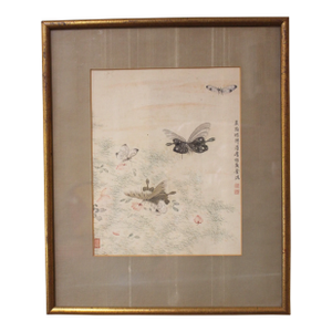 Late 19th Century Chinese Qing Dynasty Ink and Color Painting on Silk