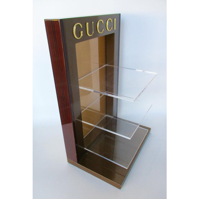 Gucci Logo Display Stand Lucite Acrylic Shelf Set Chairish