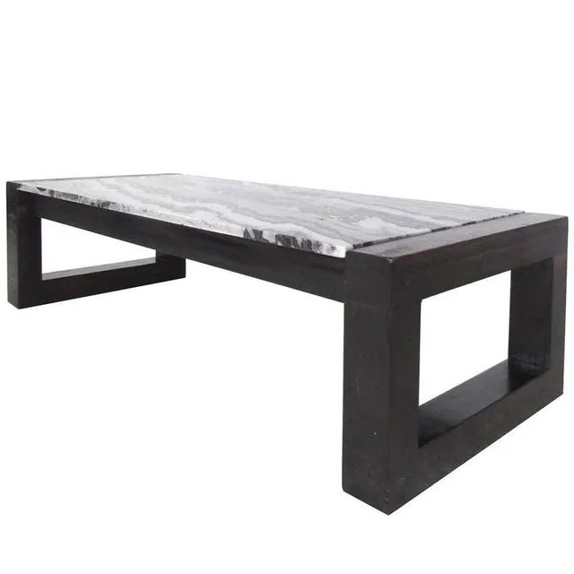 Black Contemporary Modern Marble-Top Cocktail Table For Sale - Image 8 of 8