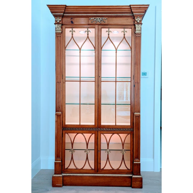 Baker Collector's Edition Pine Curio Display Cabinet W. Gold Gilt 48ʺW × 17ʺD × 89.5ʺH Collectors Edition Fine Carved...