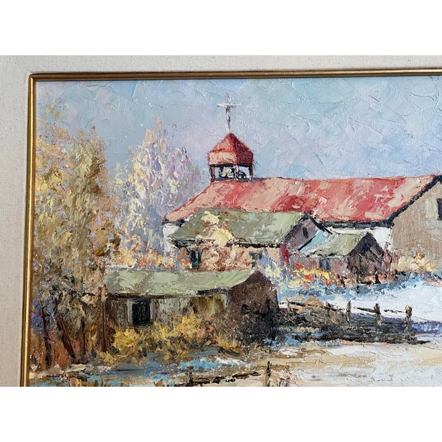 Hans Ressdorf Original Oil Painting Church Canoncito New Mexico 18x24 Southwest For Sale - Image 9 of 11