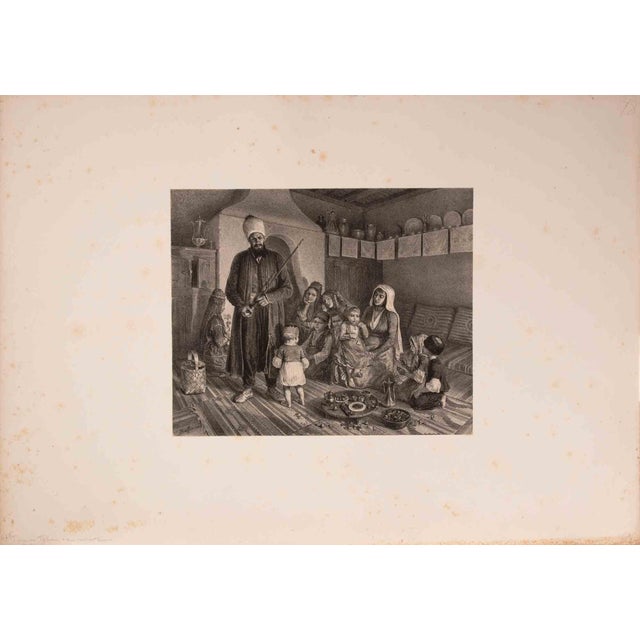 Auguste Raffet, Famille Tatare à son Souper, Lithograph, 1846 For Sale