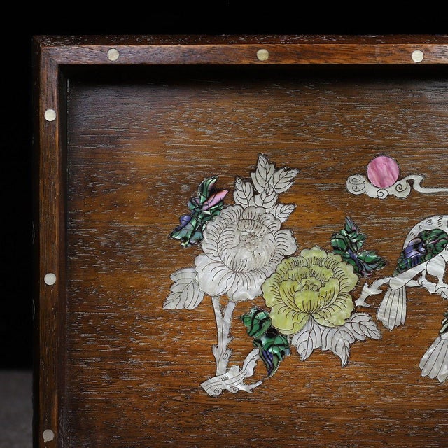 Huali Rosewood Tray Inlaid With Mother-of-Pearl For Sale - Image 10 of 10