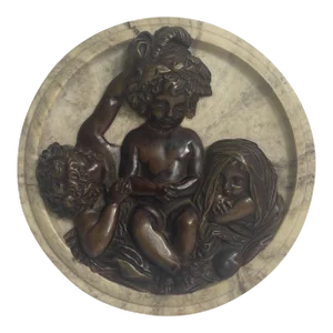 Late 19th Century French Bronze Inset Cherubs Marble Plaque