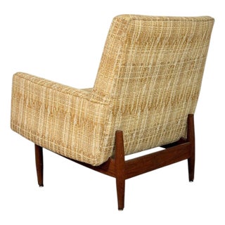 1950s Jens Risom Club Lounge Chair With Walnut Frame For Sale