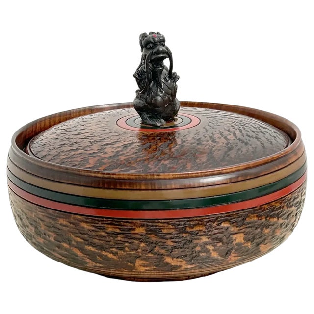 Mid 20th Century Ooak Japanese Yamanaka Lacquer, Round Box/Added Dragon/Ruby Gem For Sale - Image 11 of 11