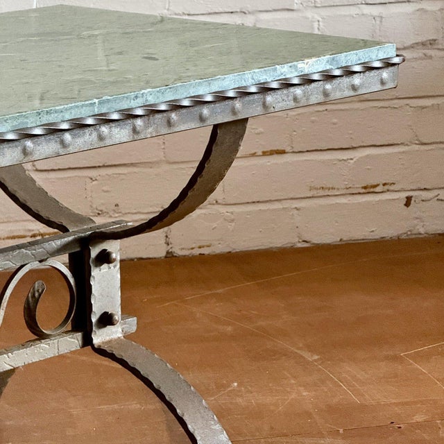 Iron & Green Marble Coffee Table For Sale - Image 5 of 9
