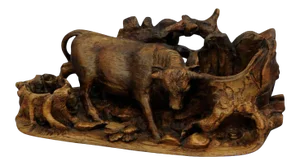 Late 19th Century Carved Statue of a Bull Ca. 1900