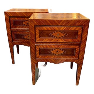 19th Century Pair of Italian Neo-Classical Inlaid Walnut Tables For Sale