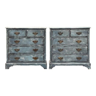 Rustic Chippendale Style 5 Drawer Bachelors Chest Nightstands - a Pair For Sale