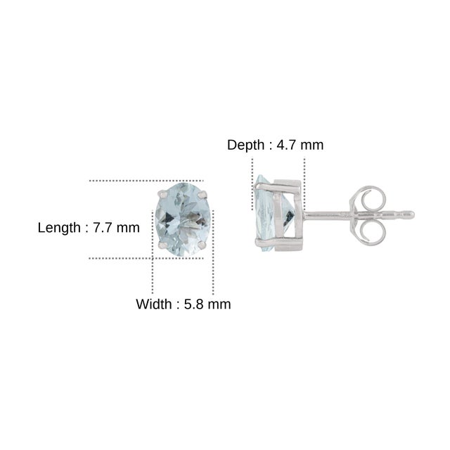 A Pair Estate 1.90 Ct Oval Cut Natural Aquamarine Solitaire Stud Earrings - Fine Jewelry For Sale - Image 9 of 12