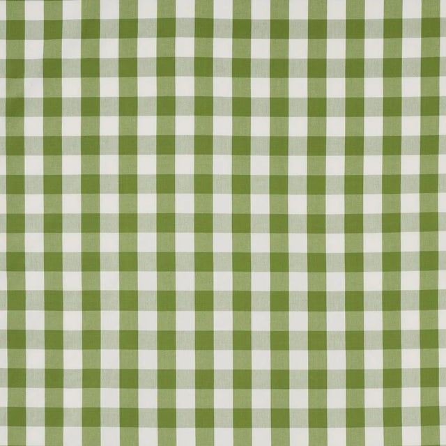 Schumacher Sample - Schumacher Camden Cotton Check Fabric in Leaf For Sale - Image 4 of 4