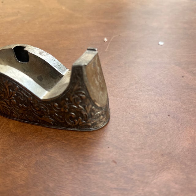 1970s Small Silver Etched Tape Dispenser With Floral Details For Sale In Atlanta - Image 6 of 10