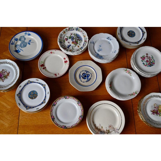 20th Century Porcelain Earthenware Dessert Plates with Various Decorations, 1950s, Set of 62 For Sale - Image 9 of 9